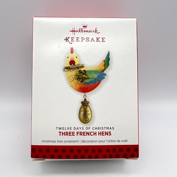 Hallmark Keepsake THREE FRENCH HENS Ornament 12 Days Series From 2013 NEW IN BOX - Picture 2 of 9